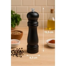 Ozcmax Ahşap Tuz ve Karabiber Öğütücü | 15.5 cm Siyah Bambu Baharat Değirmeni | Ayarlanabilir Seramik Öğütücü Mekanizma | Şık ve Dayanıklı Mutfak Aksesuarı