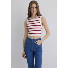 Mavi Kolsuz Triko Scarlet Sage Stripe Kadın Kazak