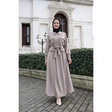 Esra Butik Fermuar Detaylı Taş Renk Etekli Ikili Takım – Modern Tesettür Şıklığı