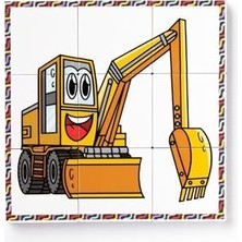 Ozcmax Manyetik Blok Çift Taraflı 9 Parçalı Mıknatıslı Kepçe - Forklift Puzzle - 2 Görsel Yapboz