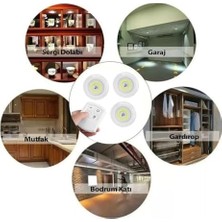 Ozcmax LED Işık Kablosuz Uzaktan Kumandalı Dolap Içi LED Ampul Seti 3lü Set Gece Lambası Spot Lamba