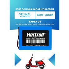 Electroll Yadea G5 Batarya (Standart Kapasite) Lifepo4 60V 30AH Elektrikli Motosiklet Bataryası