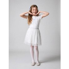 LC Waikiki Lcw Kids Ekru Beli Lastikli Kız Çocuk Tütü Etek