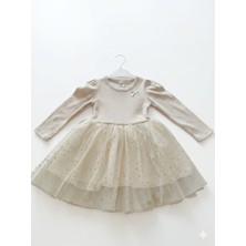 Lina Baby Bloomm Krem  Üst Puantiyeli Tütü Etekli Kız Çocuk Elbise