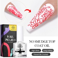 Born Pretty No Smudge Top Coat Oil/stamp Için Dağılma Yapmayan Top COAT-10ML