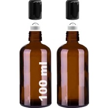 DMR Home 100 ml Çelik Roll On Şişesi 100 cc Sızdırmaz Siyah Kapaklı Cam Şişe 2 Adet (, 100)