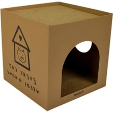 Esranın Dünyası Çift Fonksiyonlu Karton Kedi Evi ve Tırmalama Kutusu - 32X32X32 cm