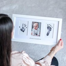 Ozcmax Yenidoğan Bebek El ve Ayak Izi Fotoğraf Çerçevesi Seti - Mürekkepsiz Baskı Kiti ile Birlikte