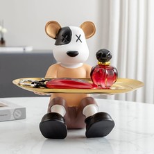 Elifeshop Dekoratif Ayı Biblo Tepsi Reçine Çok Amaçlı Anahtarlık Kase Modern Ev Masa Üstü Organizer Hediyelik