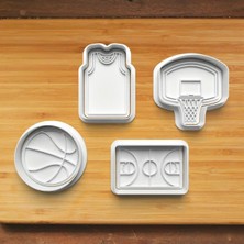 Hobist Basketbol Desenli 4'lü Set Kurabiye ve Şeker Hamuru Kalıbı