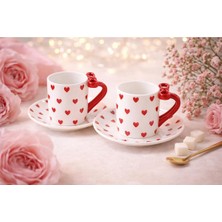 MİEN Mien 2 Kişilik Fiyonklu Kalpli Kahve Fincanı Takımı – Şık ve Romantik Tasarım