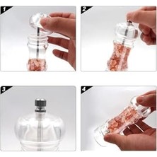 Ozcmax Kt Home Değirmen Karabiber Tuz Değirmeni Lüx Akrilik Tuzluk Karabiberlik Değirmen Öğütücü Seramik 16 cm