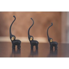 Elifeshop Feng Shui 3lü Fil Biblo Seti 21 cm Dekoratif Reçine Fil Heykeli Şans Getiren Ev Ofis Masa Üstü Süs