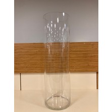 Plus Home Vazo Yer Silindir Cam Şeffaf Boy 50 cm Çapı 15 cm