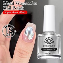 Born Pretty Metal Silver Watercolor Nail Polish/metalik Gümüş Su Bazlı Nail Art MÜREKKEBI-10ML
