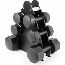 PremiumPort 3'lü Siyah Dambıl Seti ve Stand, 1kg-3kg, Hafif ve Dayanıklı