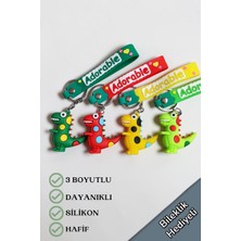 Lynare 3D Dinozor Figürlü Silikon Anahtarlık ve Çanta Süsü 4 Adet