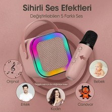 Bategen Çocuk ve Yetişkin İçin Sihirli Ses Değiştiricili Mikrofonlu Mini Karaoke Seti - RGB Işıklı Şarjlı