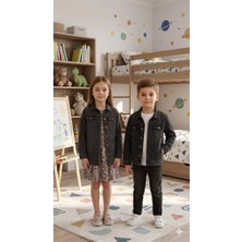Yağmur Giyim Terry Füme Unisex Çocuk Kot Ceket 1410