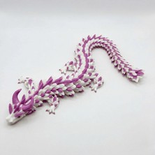 Atatuğ Hediyelik Ipeksi Pembe ve Beyaz 24 cm Hareketli Eklemeli Ejderha Figürü - Özel Tasarım 3D Baskı Hediye