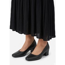 Kaof Shoes Kadın Siyah Klasik Topuklu Ayakkabı Kısa Kalın Topuklu Anne Ayakkabısı Günlük Ayakkabı Casual Ayakkabı
