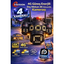 Esvision 7021 4 Kameralı 4g Çift Solar Panel 16X Zoom Hieasy Aov (Sürekli Kayıt) Gece Görüş Çift Yönlü Ses  Akıllı Kamera