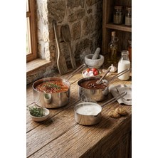 Negoria Profesyonel 3’lü Çelik Sütlük Sosluk Seti 12-14-16 cm | 304 Kalite 18/10 Paslanmaz Kaçerola