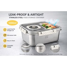 3’lü Paslanmaz Çelik Saklama Kabı Seti 1200 ml – Vakum Kapaklı, Sızdırmaz, Kilitli Lunch Box Yemek Kabı