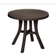 Yognetic Rattan Desenli Yuvarlak Bahçe & Balkon Masası – 80 cm