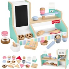 Calperia 20 Parçalı Ahşap Kahve Dükkanı Oyun Seti