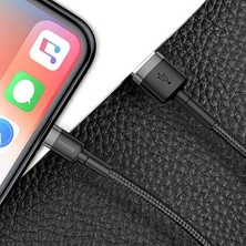 Ozcmax Cafule Serisi, 2.4 A Usb-A & Lightning Şarj Kablosu & Data Aktarım Kablosu, 1 Metre, Gri - Siyah