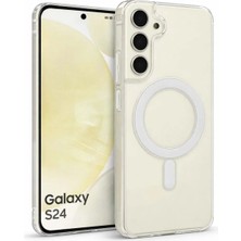 Fenza Samsung Galaxy S24 Uyumlu Kamera Korumalı Magsafe Wireless Şarj Özellikli Lüks Şeffaf Silikon Telefo
