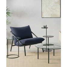 Sller Oval Köşeli Dekoratif Berjer-Portatif Metal Iskeletli Berjer- Şık Berjer Siyah