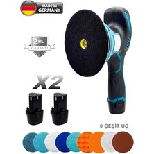 Nuvvo Çift Akülü Orbital 48 V Lityum 2x Batarya 6 Devir Ayarlı Detay Pasta Cila Zımpara Polisaj Makinesi.