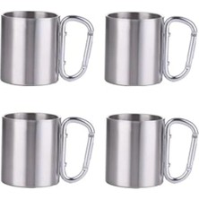 Calperia Çift Kat Çelik Kamp Bardağı, 180 ml Karamina Fincan Seti