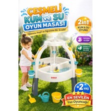 SAYICI Kids Çeşmeli Kum Su Oyun Masası 2in1 Çocuk Aktivite Masası Eğitici Duyusal Oyuncak