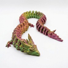 Atatuğ Hediyelik Altın Yeşil Kırmızı Geçişli 40 cm Hareketli Eklemeli Ejderha Figürü - Özel Tasarım 3D Baskı Hediye