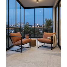 Sller 2'li Şık Dekoratif Berjer-Metal Iskelet ,suni Deri Kaplama ,cafe,ofis, Ev Berjeri