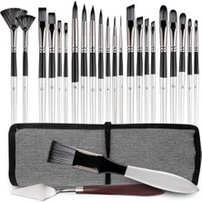 Nuvvo 24 Parça Boya Fırçası Seti - Guaj, Akrilik, Sulu ve Yağlı Boya Için Kullanım, Kolay Temizlenebilir, Dökülmeyen Yumuşak Tüyler, Taşıma Çantalı, Yeni Başlayanlar ve Profesyoneller Için Boya Fırçası Seti