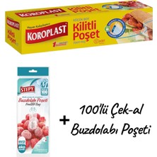Kms Home Koroplast Küçük Boy Kilitli Buzdolabı Poşeti 12'li + Stepy 100'LÜ Çek-Al Buzdolabı Poşeti