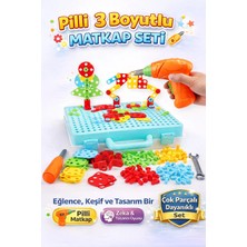 SAYICI Kids Pilli Matkap Seti 3D Oyuncak 3 Boyutlu Yapı Seti Çocuk Eğitici Stem Oyuncak