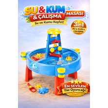 SAYICI Kids Kum ve Su Aktivite Masası 3in1 Çocuk Oyun Masası Mini Şelale Eğitici Duyusal Oyuncak