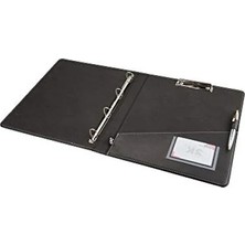 Calperia Suni Deri, 4 Halka Mekanizmalı Klasör, Siyah, A4 Boyut