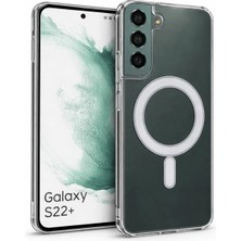 Fenza Samsung Galaxy S22 Plus Uyumlu Kamera Korumalı Magsafe Wireless Şarj Özellikli Lüks Şeffaf Silikon T