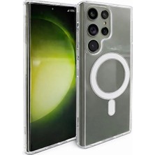 Fenza Samsung Galaxy S22 Ultra Uyumlu Kamera Korumalı Magsafe Wireless Şarj Özellikli Lüks Şeffaf Silikon