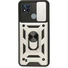 Prativas C11 2021 Kılıf Pars Lens Yüzüklü Silikon - Gümüş