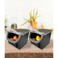 Calperia 12 Litre Kapasiteli Soğan Patates Saklama Kabı - Gri