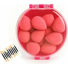 Calperia 8'li Yumuşak Makyaj Süngeri Seti + Aplikatör Çubuk Hediyeli - Lateks Içermeyen (Yeşil, Pembe, Sarı