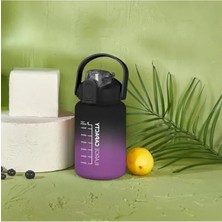 Calperia 1500 ml Pipetli Motivasyon Matara (Siyah - Mor)