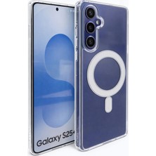 Fenza Samsung Galaxy S25 Plus Uyumlu Kamera Korumalı Magsafe Wireless Şarj Özellikli Lüks Şeffaf Silikon T